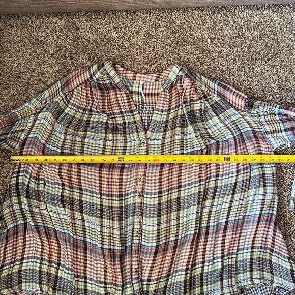 Free People 'Come Over Buttondown’ plaid flowy gauzy women’s Size Small - Picture 6 of 10
